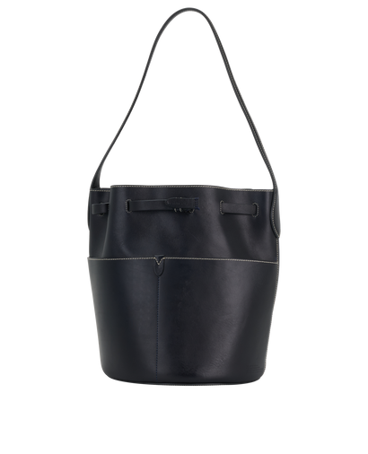Return To Nature Large Bucket Bag, &pound;295, Handbags, Black, Leather, Front view